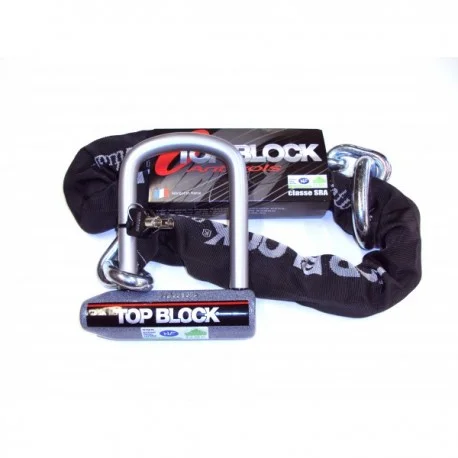 Antivol moto TOP BLOCK SILVER 120L homologue classe SRA avec chaine