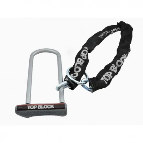 Antivol moto TOP BLOCK SILVER 270CL11 homologue classe SRA avec chaine