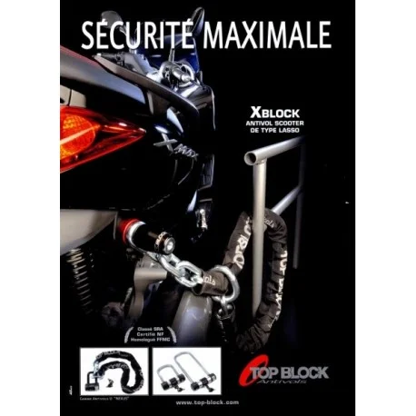 Antivol TOP BLOCK X-Block YAMAHA X-MAX 125 2006-2009 homologue Classe SRA