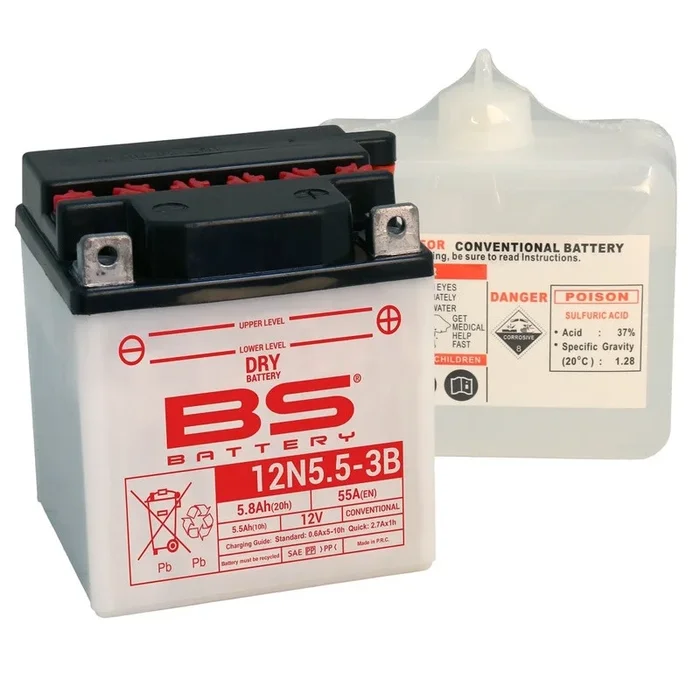 Batterie BS BATTERY conventionnelle avec pack acide – 12N5.5A-3B