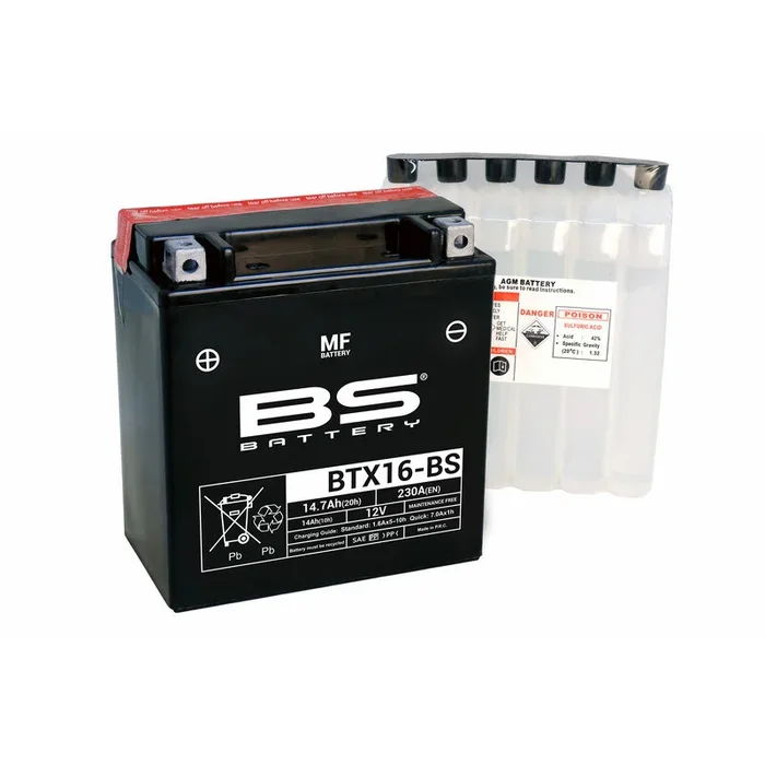 Batterie BS BATTERY sans entretien avec pack acide – BTX16