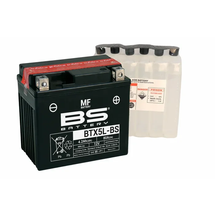 Batterie BS BATTERY sans entretien avec pack acide – BTX5L