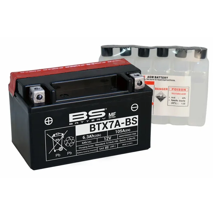 Batterie BS BATTERY sans entretien avec pack acide – BTX7A