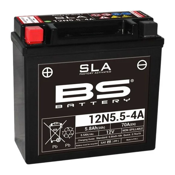 Batterie BS Battery SLA 12N5.5-4A ferme Type Acide Sans entretien/prête à l’emploi Ref : 12N5.5-4ASLA / 1080692
