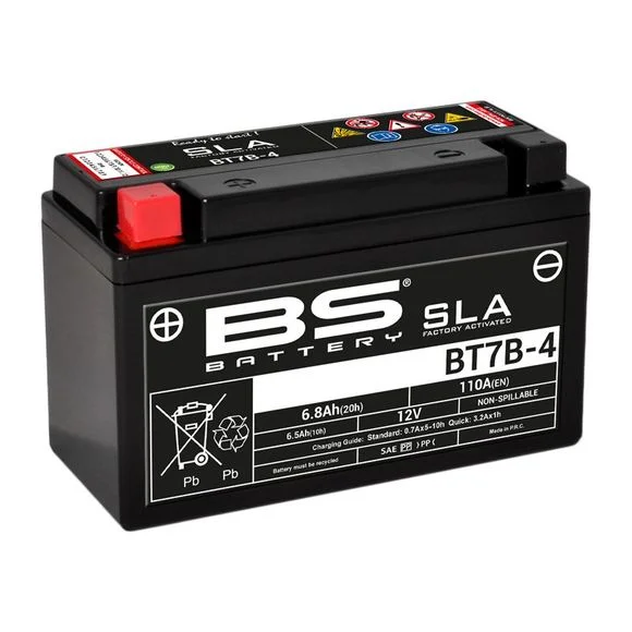 Batterie BS Battery SLA YT7B-4/BT7B-4 ferme Type Acide Sans entretien/prête à l’emploi Ref : 321793 / 1080656
