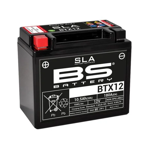 Batterie BS Battery SLA YTX12-BS/BTX12 ferme Type Acide Sans entretien/prête à l’emploi Ref : SLAYTX12BS / 1080671