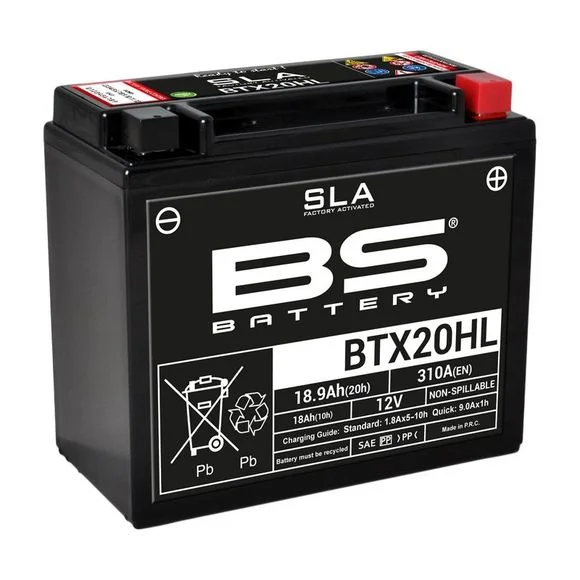 Batterie BS Battery SLA YTX20HL-BS/BTX20HL ferme Type Acide Sans entretien/prête à l’emploi Ref : BTX20HLSLA / 1080674