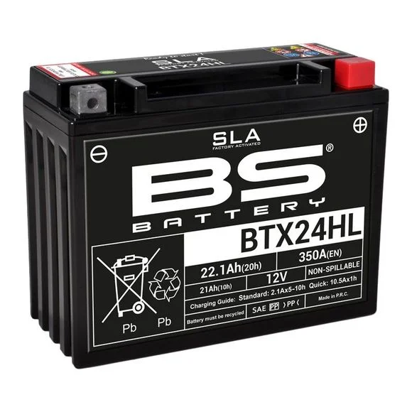 Batterie BS Battery SLA YTX24HL/BTX24HL/B50N18L-A3 FERME TYPE ACIDE SANS ENTRETIEN/PRÊTE À L’EMPLOI Ref : BTX24HLSLA / 1080681