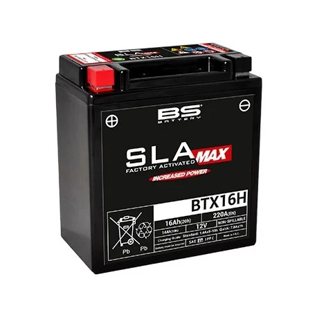 Batterie moto BS BATTERY SLA Max sans entretien activee usine YTX16H BTX16H