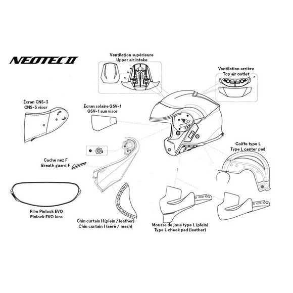 Bavette anti-remous Shoei NEOTEC II MESH – Noir Ref : SI0367 / 19020240