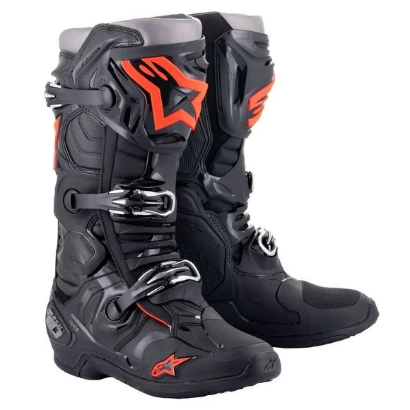 Bottes cross Alpinestars TECH 10 BLACK / RED FLUO 2023 – Noir / Rouge Ref : AP12708