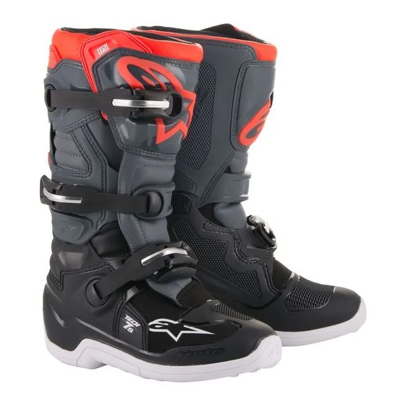 Bottes cross Alpinestars TECH 7S – BLACK DARK GRAY RED FLUO – Gris / Rouge Ref : AP11488