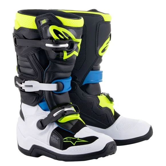 Bottes cross Alpinestars TECH 7S BLACK / ENAMEL BLUE /YELLOW FLUO ENFANT – Noir / Bleu Ref : AP12719