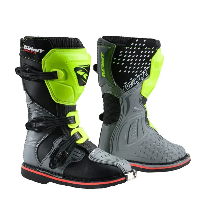 Bottes Cross KENNY TRACK Enfant Gris Jaune Fluo