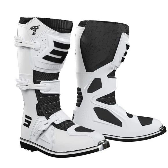 Bottes cross Shot RACE 2 – WHITE 2024 – Blanc / Noir Ref : SO2231
