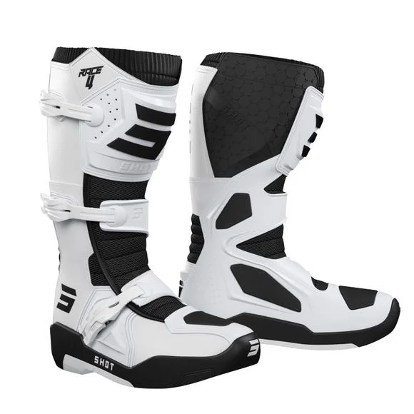 Bottes cross Shot RACE 4 – WHITE 2023 – Blanc / Noir Ref : SO2226