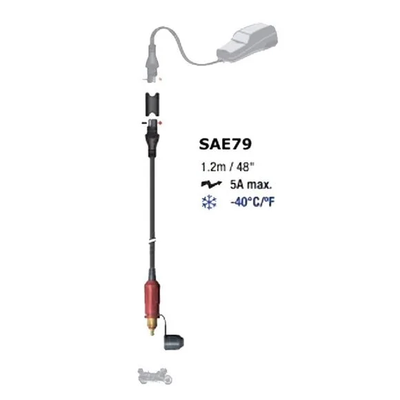 Câble chargeur de batterie Tecmate MALE DIN POUR BMW ET TRIUMPH Universel Ref : TC0012 / SAE79