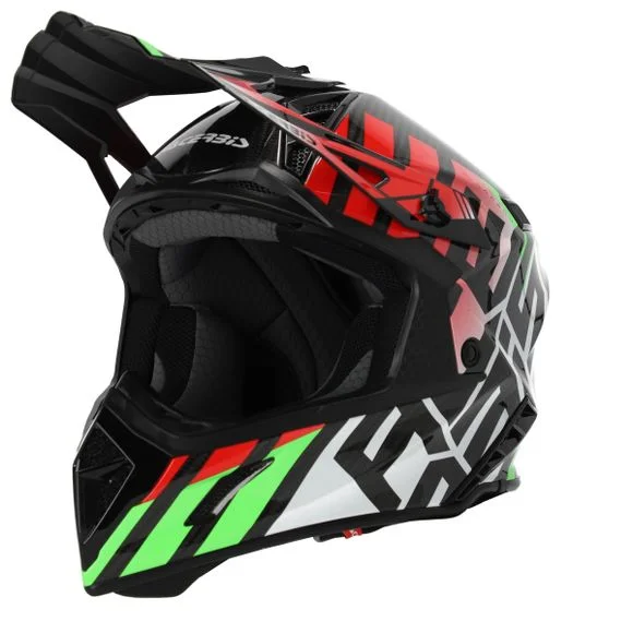 Casque cross Acerbis STEEL CARBON ECE 2206 2024 – Vert / Rouge Ref : AE5303