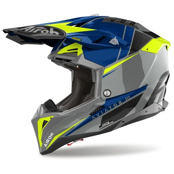 Casque cross Airoh AVIATOR 3 – PUSH 2025 – Bleu / Blanc Ref : AR1225