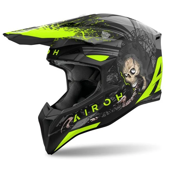 Casque cross Airoh WRAAAP – DARKNESS 2024 – Noir / Jaune Ref : AR1384