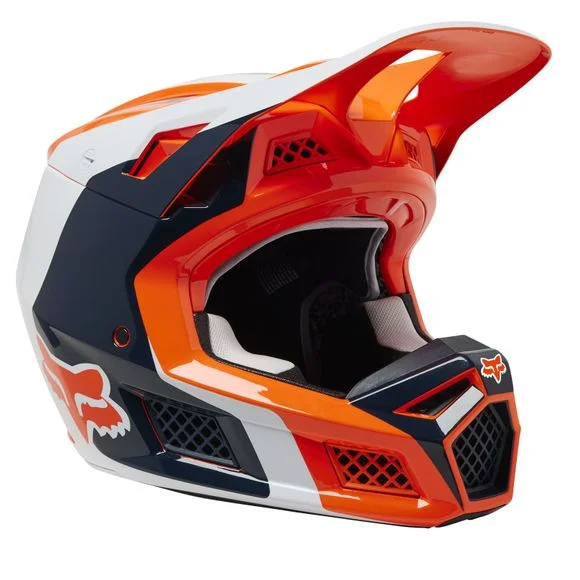 Casque cross Fox V3 RS EFEKT 2023 – Orange / Bleu Ref : FX3699-C55722
