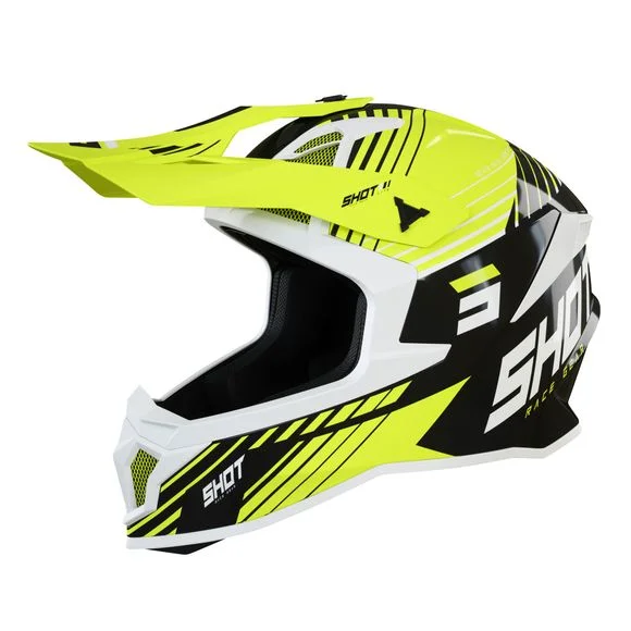 Casque cross Shot LITE FURY – BLACK NEON YELLOW WHITE GLOSSY 2025 – Noir / Jaune Ref : SO2168