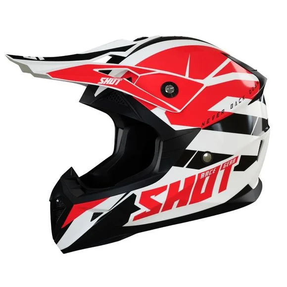 Casque cross Shot PULSE REVENGE – WHITE RED BLACK GLOSSY 2024 – Blanc / Rouge Ref : SO2215