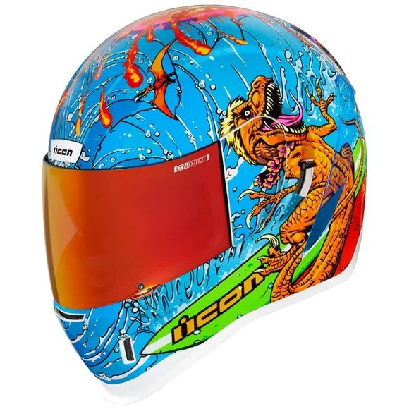 Casque Icon AIRFORM – DINO FURY – Bleu / Orange Ref : IC0814