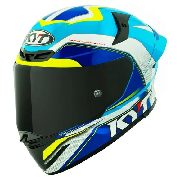 Casque KYT TT-REVO GRAND PRIX – Blanc / Bleu Ref : KYT0171