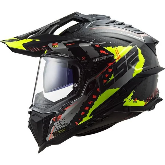 Casque LS2 MX701 – EXPLORER CARBON – EXTEND – Noir / Jaune Ref : LS0766