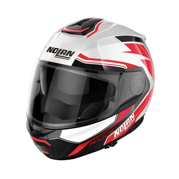 Casque Nolan N100-6 – SURVEYOR N-COM – Blanc / Rouge Ref : NL1560
