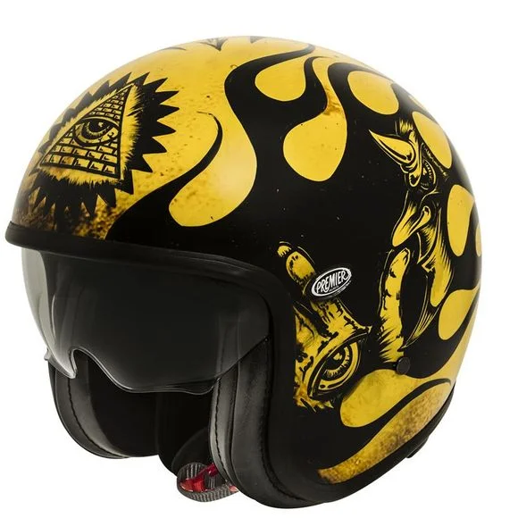 Casque Premier VINTAGE – BD 12 – BLACK MAT – Noir / Jaune Ref : PE0225