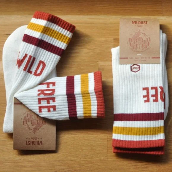 Chaussettes Wildust WILD FREE – Blanc / Rouge Ref : WILD0011 / VSSS191