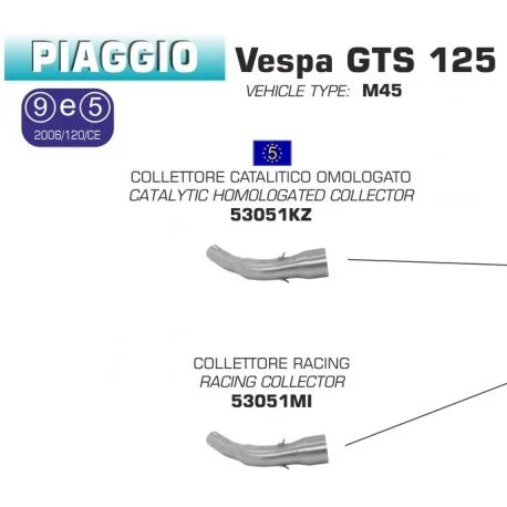 Collecteur d’Echappement ARROW VESPA GTS 125 2008-2016 GTS 300 2008-2016