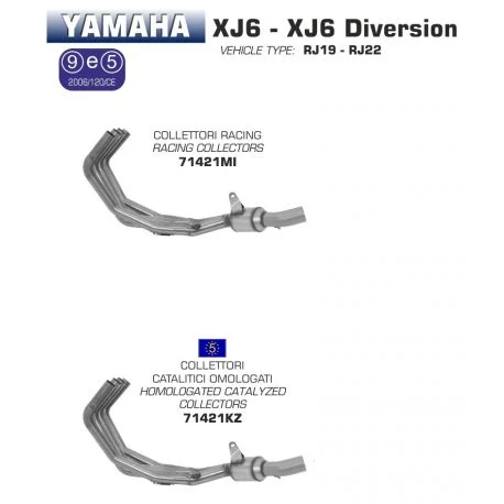 Collecteur d’Echappement ARROW YAMAHA XJ6N XJ6 DIVERSION 2009-2015