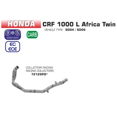 Collecteur d’Echappement racing ARROW HONDA CRF1000L AFRICA TWIN 2016-2019