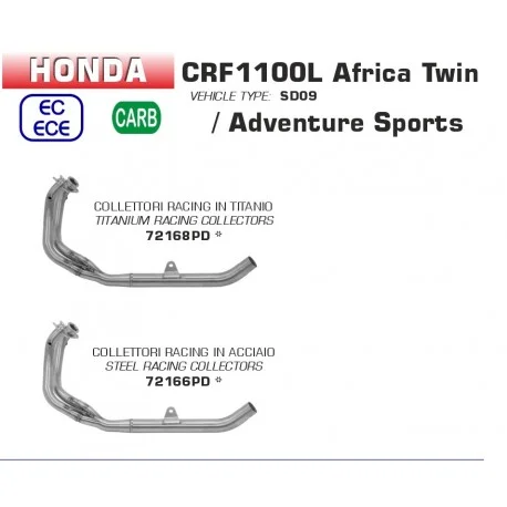 Collecteur d’Echappement racing ARROW HONDA CRF1100L AFRICA TWIN / CRF1100L ADVENTURE SPORT 2020-2023