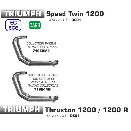 Collecteur d’Echappement racing ARROW TRIUMPH 1200 THRUXTON 1200 SPEED TWIN
