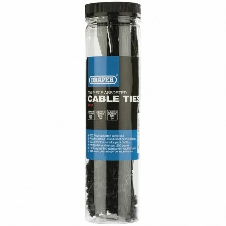 Colliers nylon DRAPER multi-tailles noir 200 pieces
