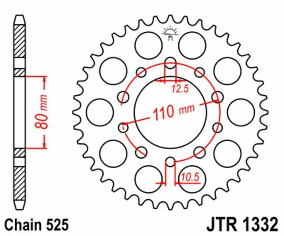 Couronne JT. acier standard 1332 – 525 Ref : JTC01338A / 1075499001