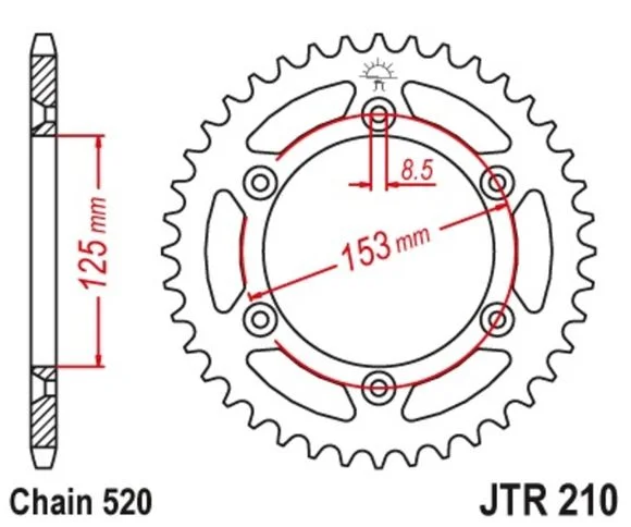Couronne JT. acier standard 210 – 520 Ref : JTC01333A / 1075482005