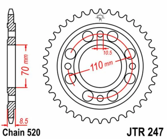 Couronne JT. acier standard 247 – 520 Ref : JTC01316A / 1075006002