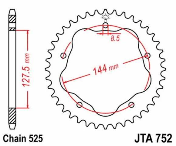 Couronne JT. acier standard 752 – 525 – Nécessite un porte couronne Ref : JTC01324A / 1075106004