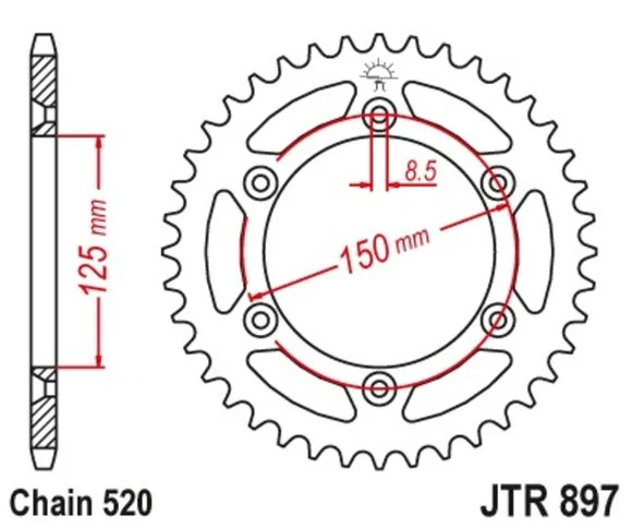 Couronne JT. acier standard 897 – 520 Ref : JTC01345A / 1075527011