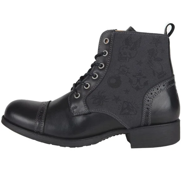 Demi-bottes Helstons MEHARI CUIR TEXTILE – Noir / Gris Ref : HS0991