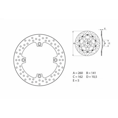 Disque de frein arriere BREMBO Oro 68B407E3