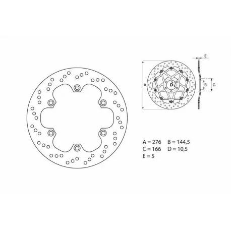 Disque de frein BREMBO Oro rond fixe 68B407E9