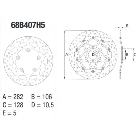 Disque de frein BREMBO Serie Oro fixe 68B407H5