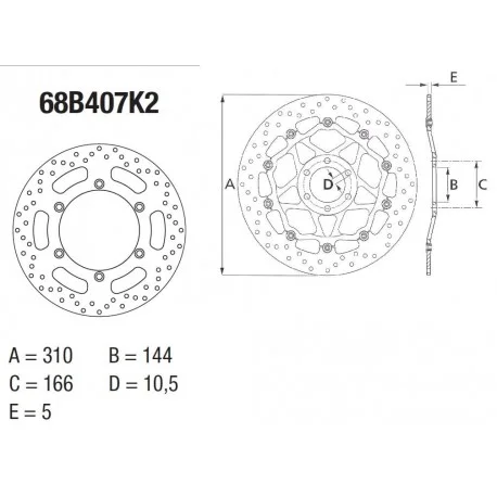 Disque de frein BREMBO Serie Oro fixe 68B407K2