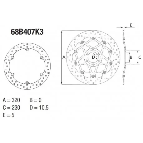 Disque de frein BREMBO Serie Oro fixe – 68B407K3